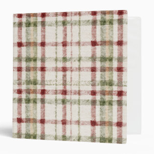 Green Red Cream Plaid Stripes 3 Ring Binder