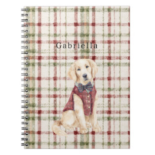 Green Red Cream Stripes Dog Notebook
