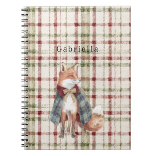 Green Red Cream Stripes Fox  Notebook
