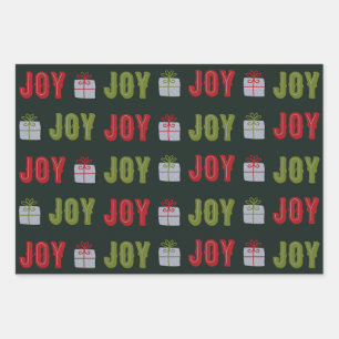 Green Red Dark Modern Presents Typography Christma Wrapping Paper Sheets