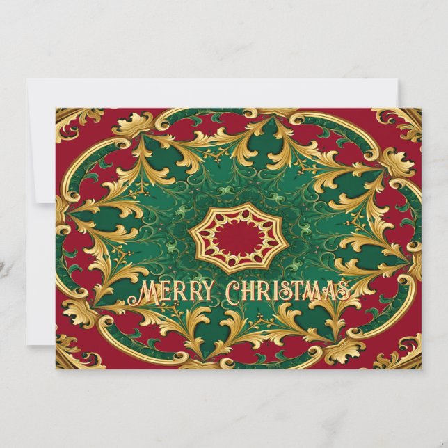 Green Red Decorative Christmas Holiday Card (Front)