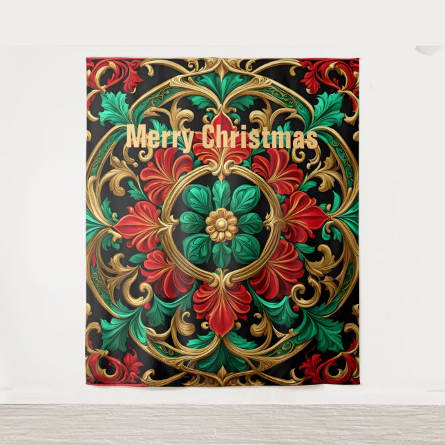 Green Red Decorative Holiday Backdrop (Front)