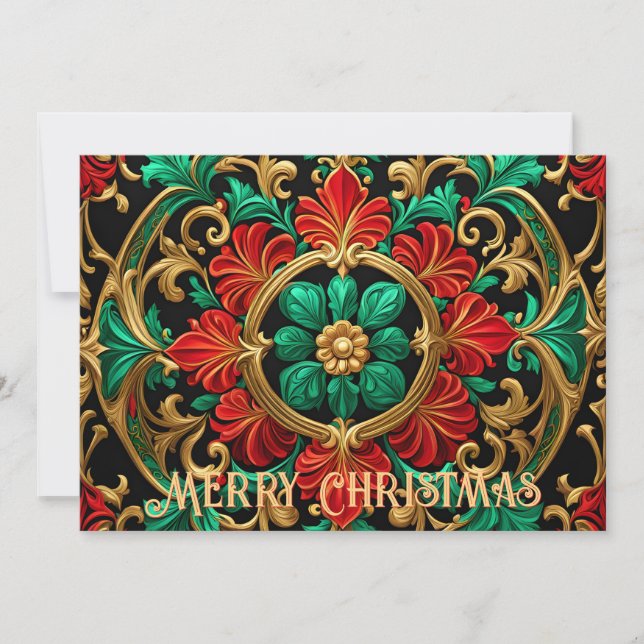 Green Red Decorative Holiday Card (Front)