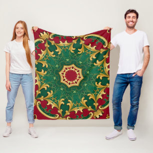 Green Red Decorative Holiday Fleece Blanket