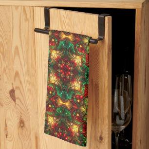 Green Red Decorative Holiday Kitchen Towel