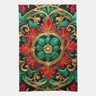 Green Red Decorative Holiday Kitchen Towel