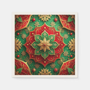 Green Red Decorative Holiday Napkin