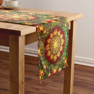 Green Red Decorative Holiday Table Runner