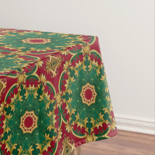 Green Red Decorative Holiday Tablecloth