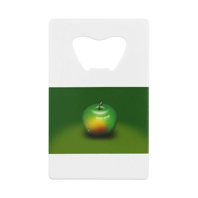 Green-Red Delicious Apple Credit Card Bottle Opener (Front)