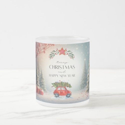 Green&red festive Christmas mug2025 Frosted Glass Coffee Mug