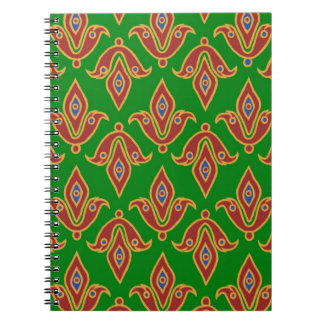 Green, Red, Fleur-de-lys Spiral Notebook