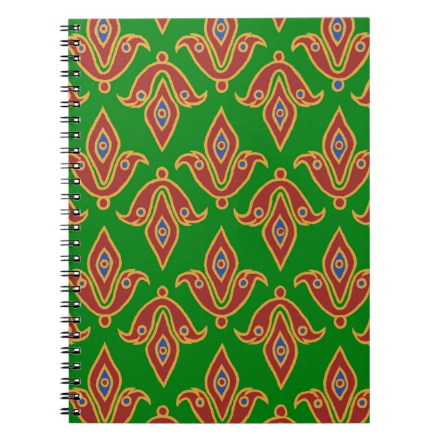 Green, Red, Fleur-de-lys Spiral Notebook (Front)