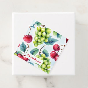 Green Red Fruit Food Pattern Grapes Cherry Favor Tags