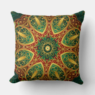 Green Red Gold Decorative Christmas Throw Pillow