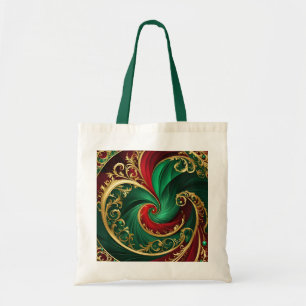 Green Red Gold Decorative Holiday Tote Bag