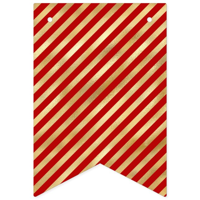 Green, Red, Gold Festive Stripe Bunting Flags (Second Flag)