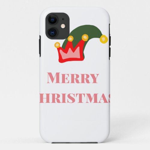 Green red hat merry Christmas add name text name iPhone 11 Case