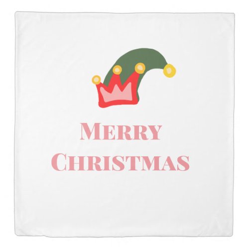 Green red hat merry Christmas add name text name Duvet Cover
