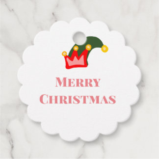 Green red hat merry Christmas add name text name Favor Tags