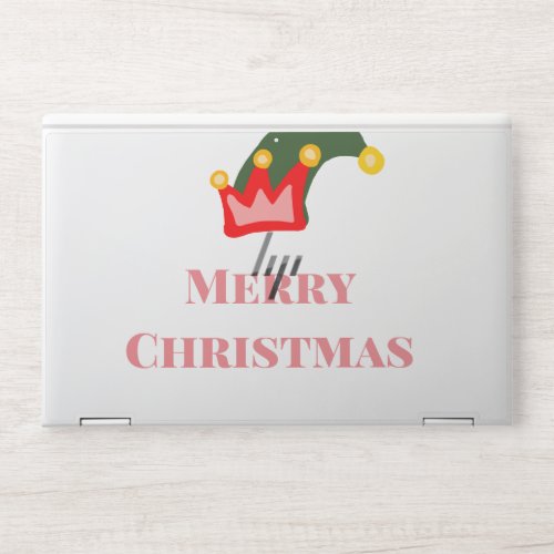 Green red hat merry Christmas add name text name HP Laptop Skin