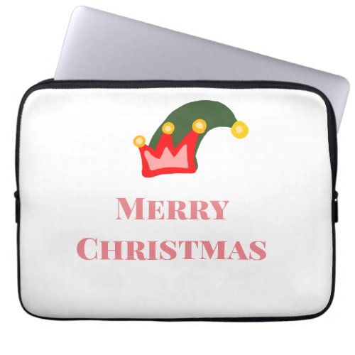 Green red hat merry Christmas add name text name Laptop Sleeve