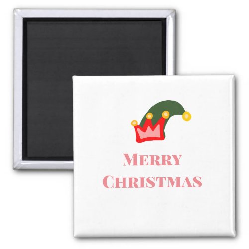 Green red hat merry Christmas add name text name Magnet