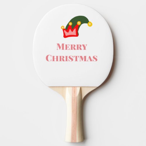 Green red hat merry Christmas add name text name Ping Pong Paddle