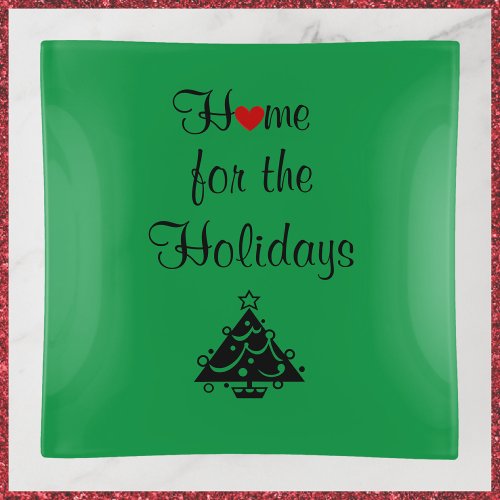 Green  Red Heart Holiday Trinket Tray