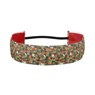 Green Red Heart Pattern Athletic Headband
