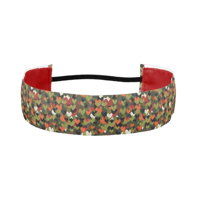 Green Red Heart Pattern Athletic Headband (Front)