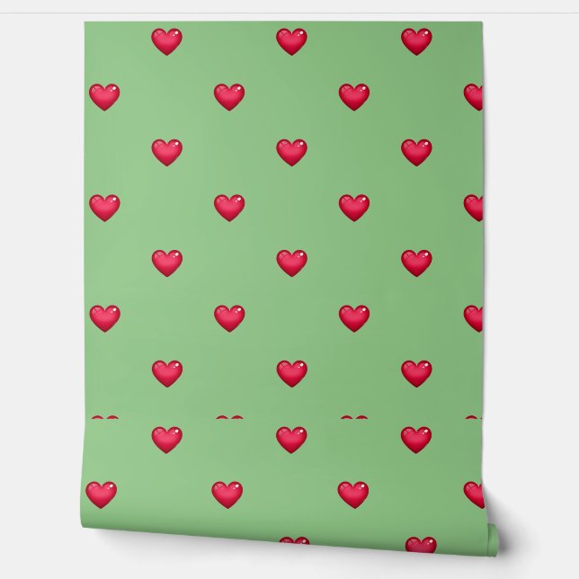 Green red heart Peel and Stick | Modern  Wallpaper (Unrolling)