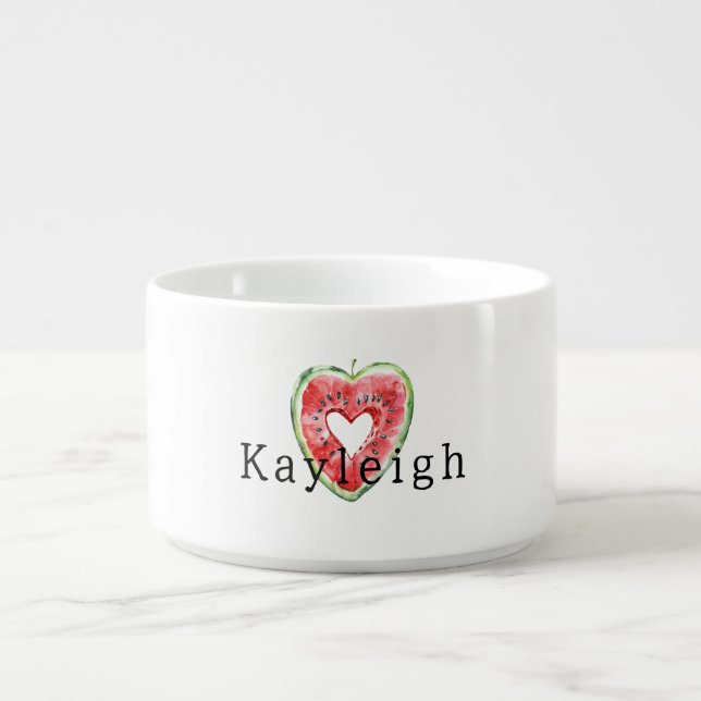 Green Red Heart Watermelon Birthday Bowl (Center)