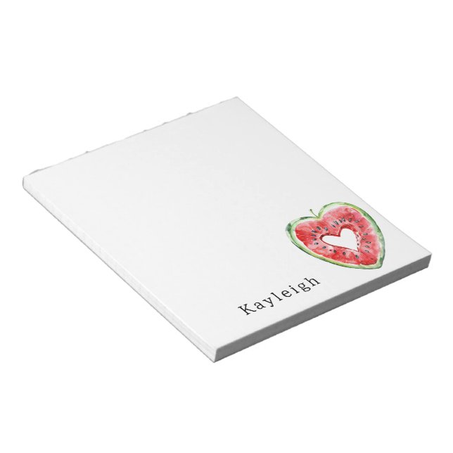 Green Red Heart Watermelon Birthday Notepad (Angled)