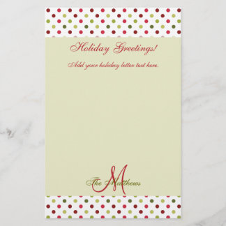 Green Red Holiday Letter Template | Polka Dots Stationery