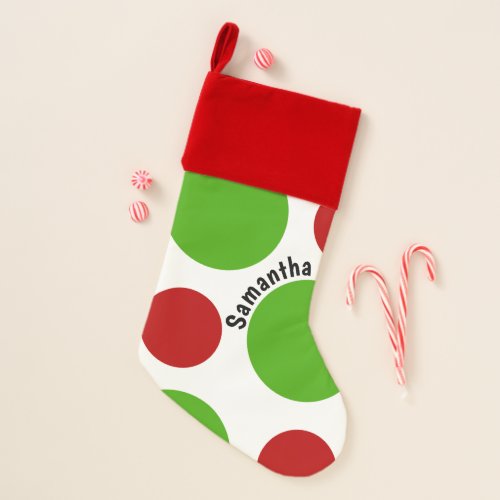 Green Red Holiday Polka Dots Christmas Stocking