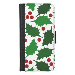 Green & Red Holly Berry Holiday Wallet