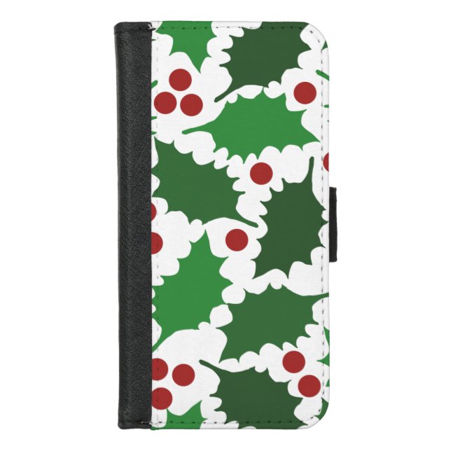 Green & Red Holly Berry Holiday Wallet (Front)