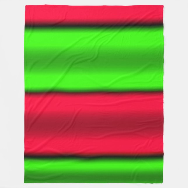 Green & Red Horizontal Stripes Fleece Blanket (Front)