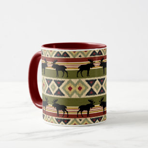 Green Red Ivory Ochre Ethnic Look Mug