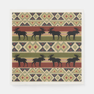 Green Red Ivory Ochre Ethnic Look Napkins