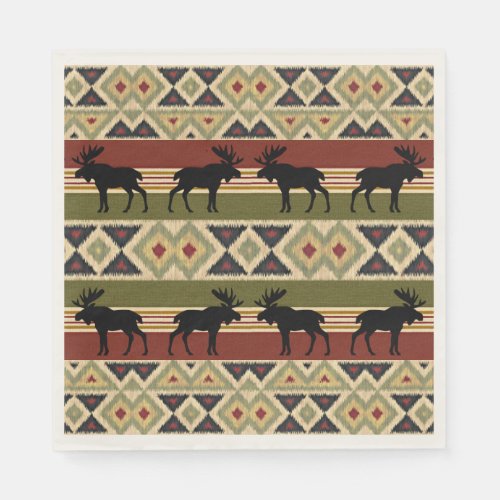 Green Red Ivory Ochre Ethnic Look Napkins