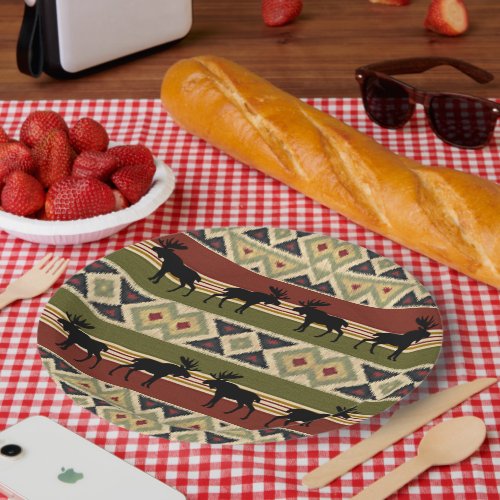 Green Red Ivory Ochre Ethnic Look Paper Plates