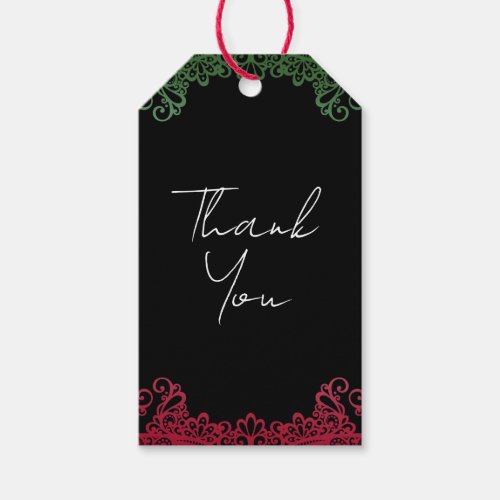 Green  Red Lace Elegant Fiesta Wedding  Gift Tags