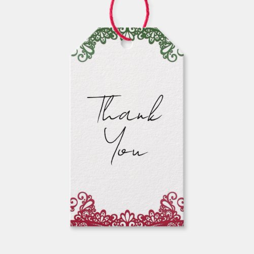 Green  Red Lace Elegant Fiesta Wedding  Gift Tags