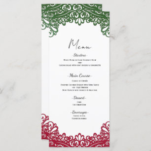 Green & Red Lace Elegant Fiesta White Wedding Menu