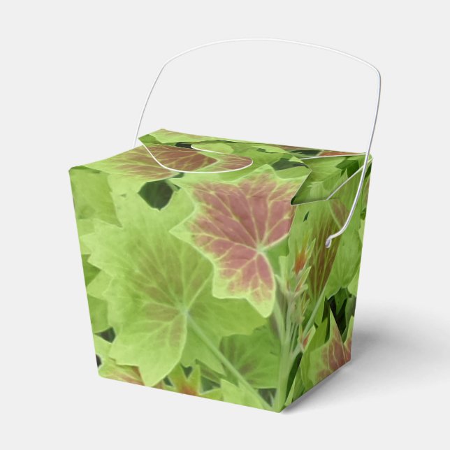 Green Red Leafs Take Out Favor Box (Front Side)