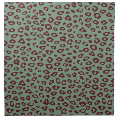 Green Red Leopard Print Cloth Napkin