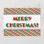 [ Thumbnail: Green & Red "Merry Christmas!" + Stripes Postcard ]