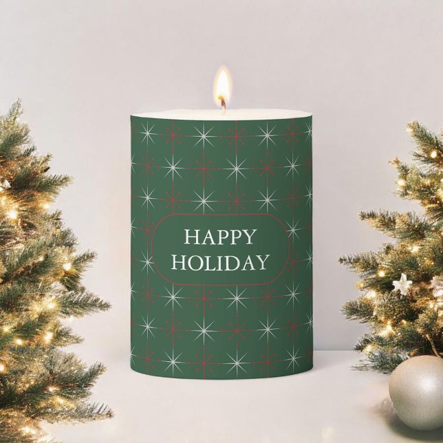 Green Red Mid Century Modern Holiday Retro 1950s  Pillar Candle (Creator Uploaded)